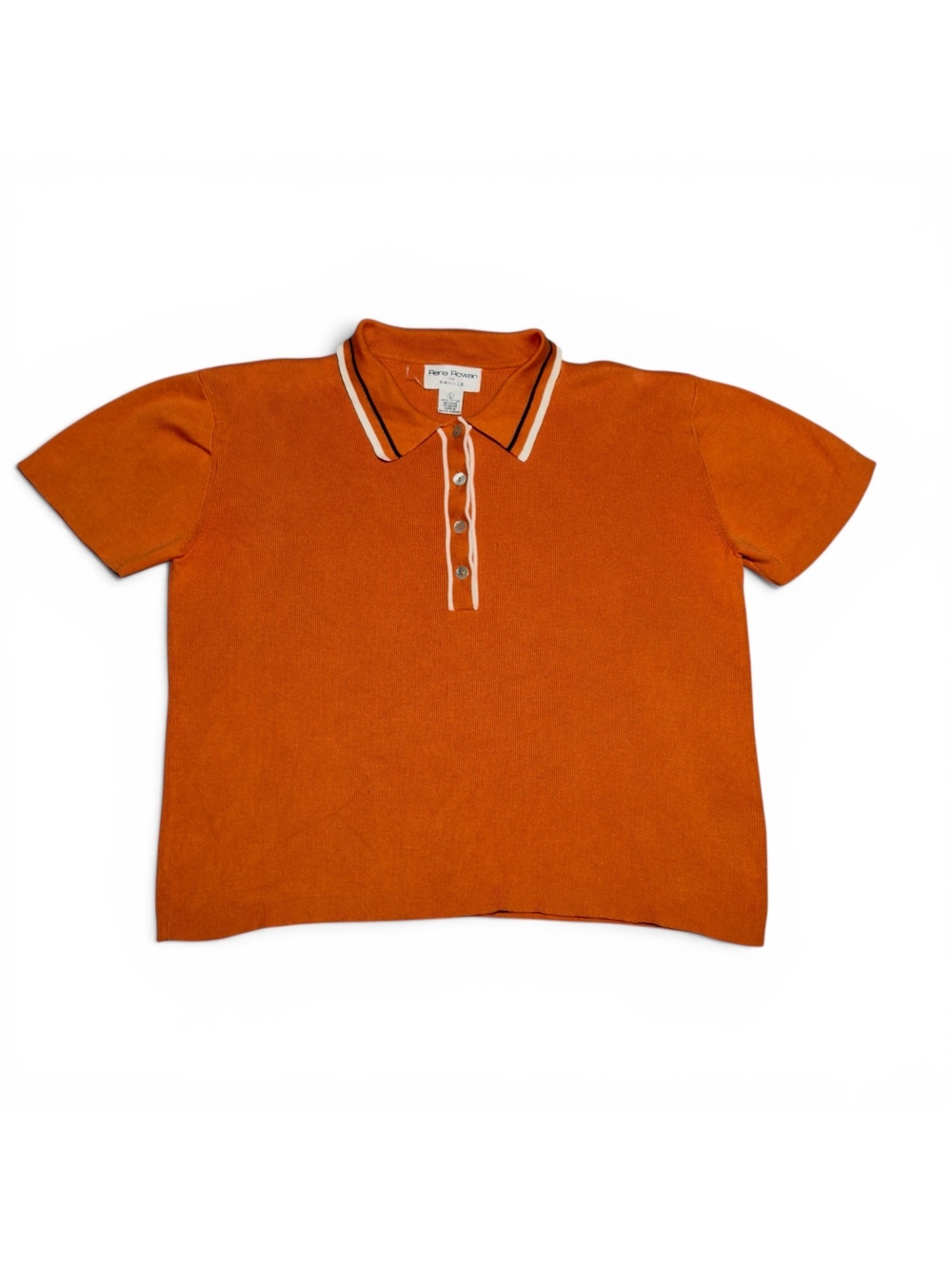 Vintage Rena Rowan for Saville Orange Cotton Polo Shirt Large